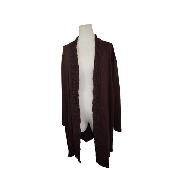 Women's Roaman's Brown Cotton & Polyester Blend Cardigan- Size 2X - Picture 2 of 5